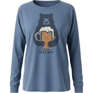 Life is Good Size XL Blue "Beer Hug" Smooth Tee Long Sleeve Crew Neck T-Shirt